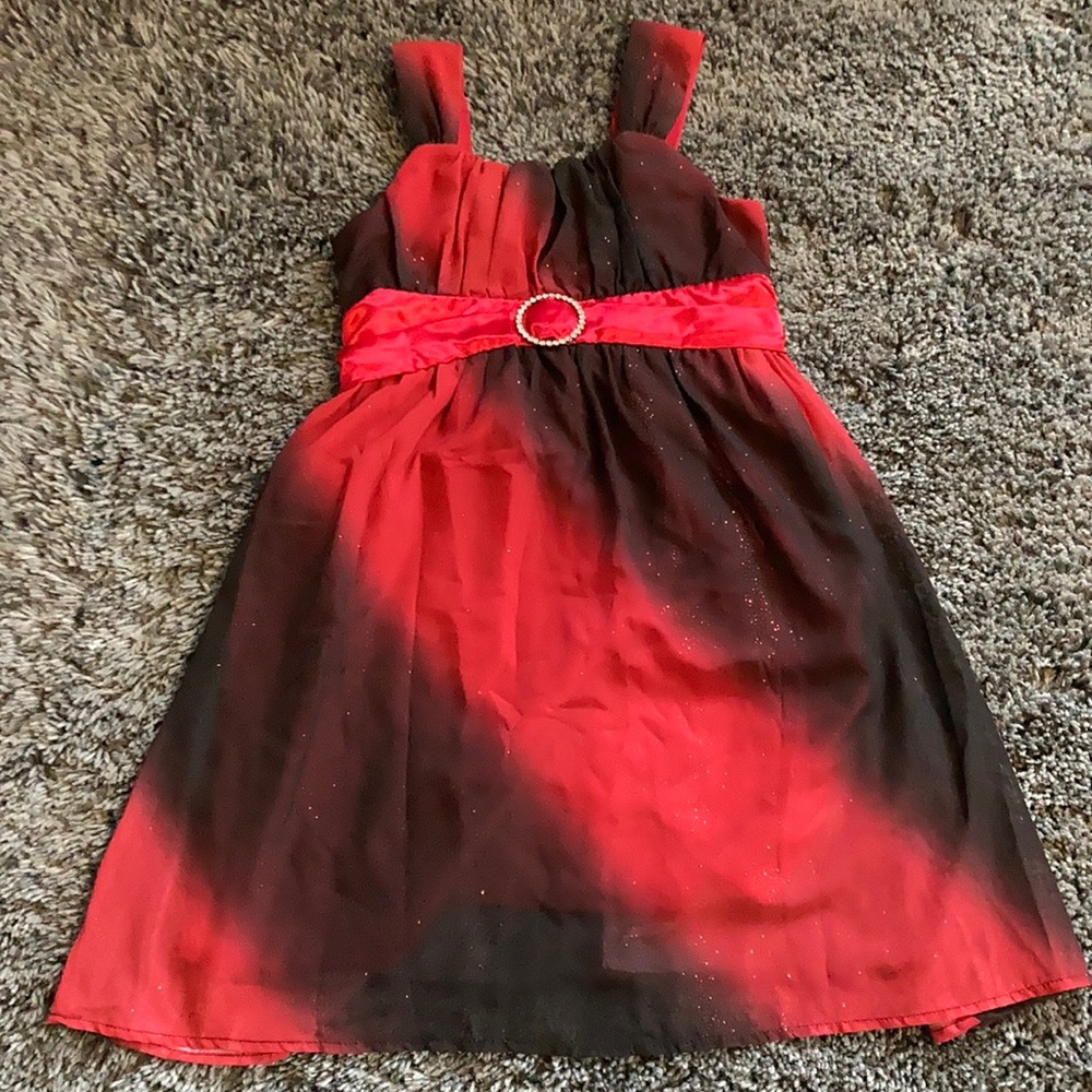 Holiday Editions Red and Black Glitter Dress 10/12